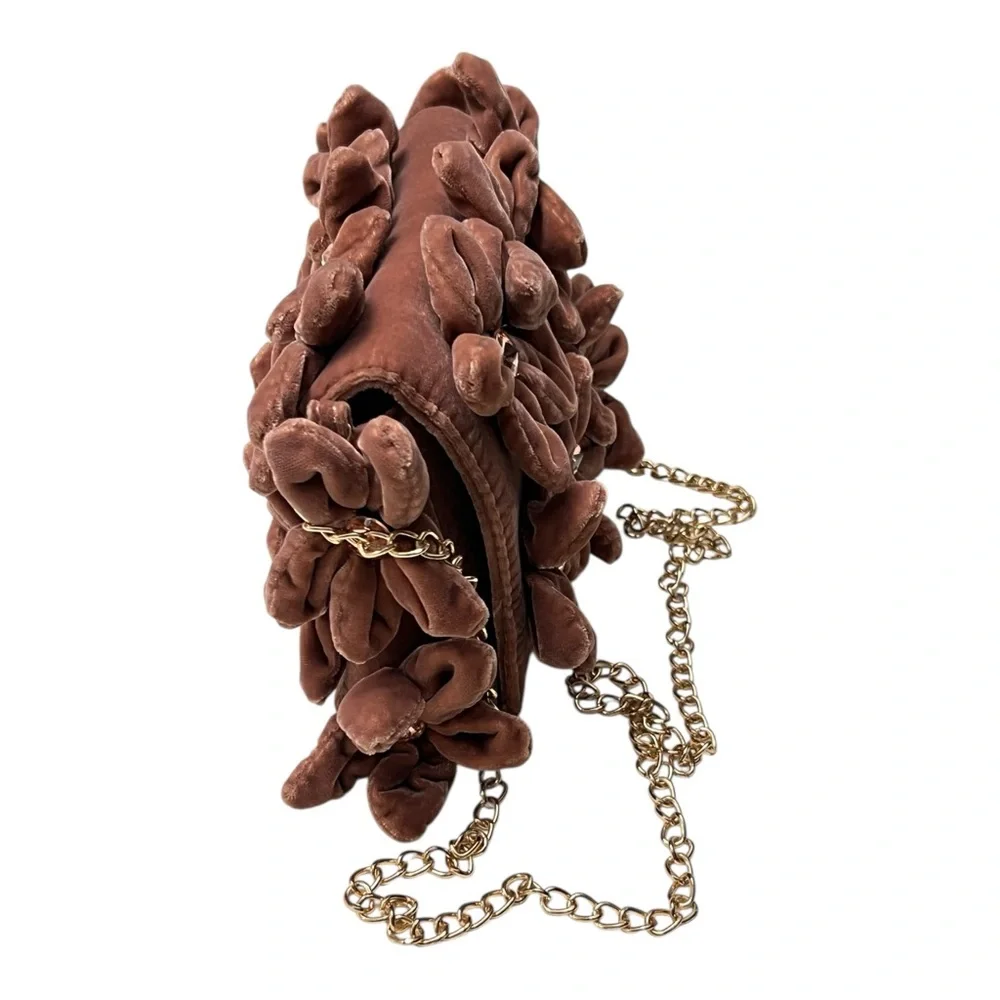 By Anthropologie 3D Floral Velvet Pink Rose Embellished Crossbody Bag - NWT - Picture 10 of 15